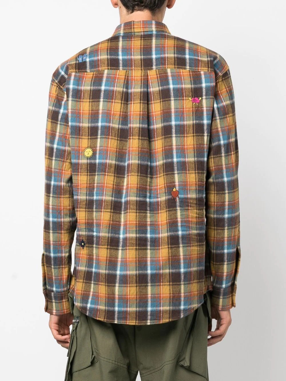 embroidered-detail plaid-check print shirt - 4