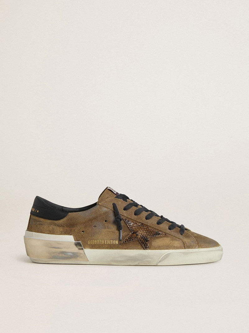 Men's Super-Star LTD in waxed suede with python-print star and nappa leather heel tab 1