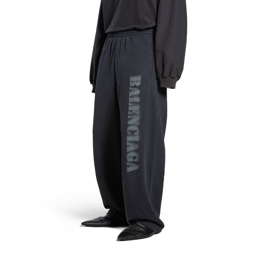 Stencil Type Baggy Sweatpants in Black/grey - 5