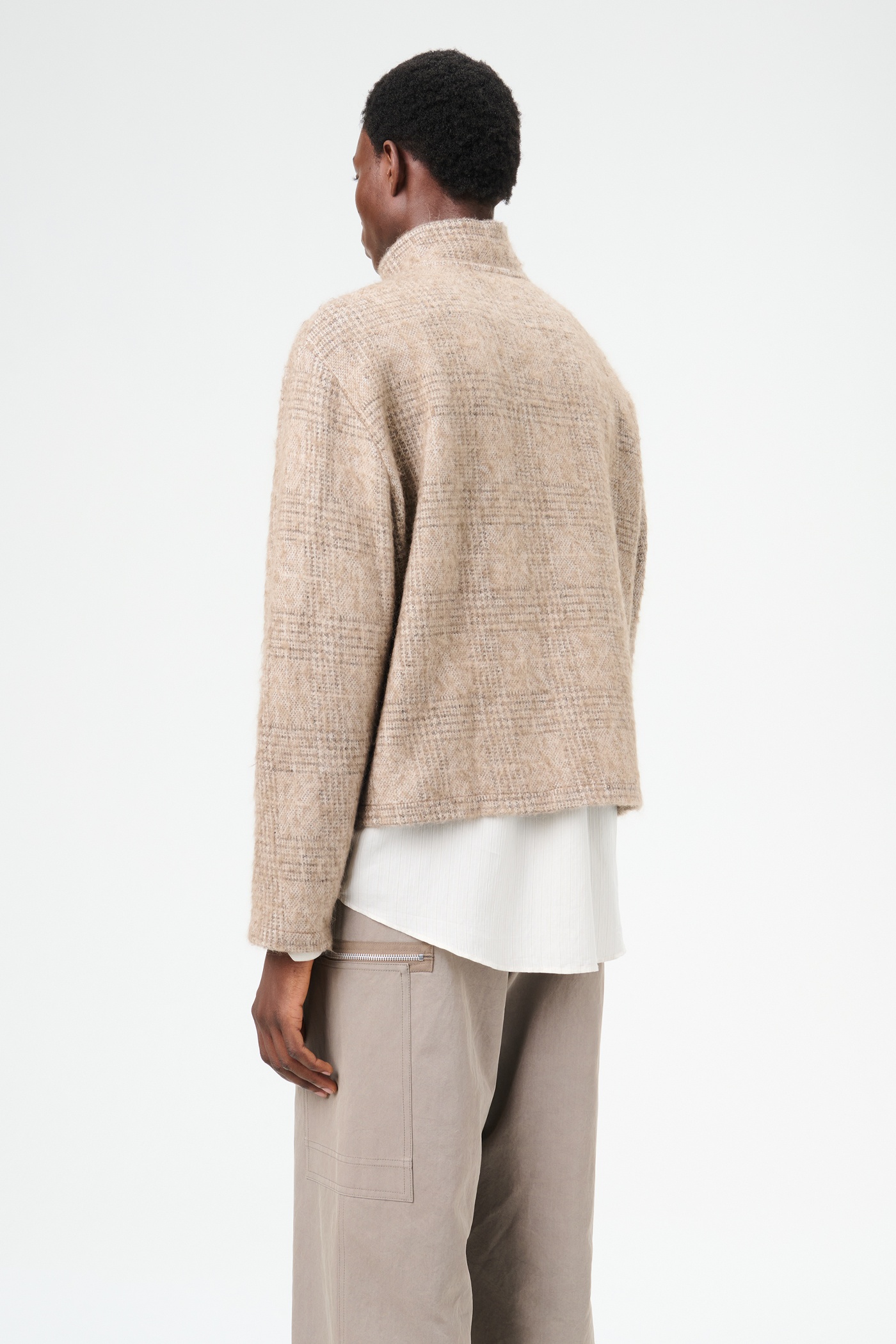 Shrunken Fullzip Polo Beige Hound Check - 5