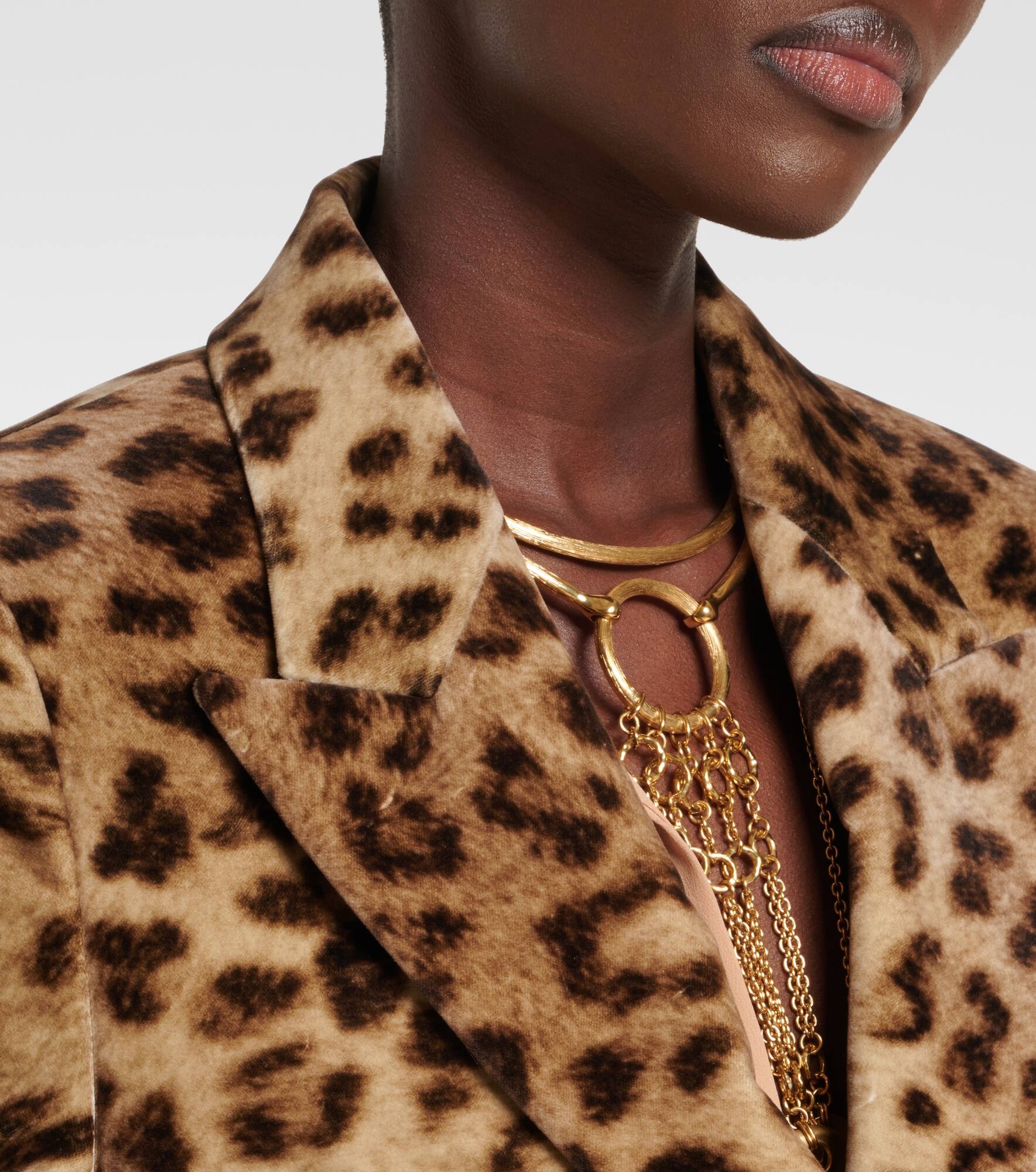 Leopard-print cotton blazer - 4