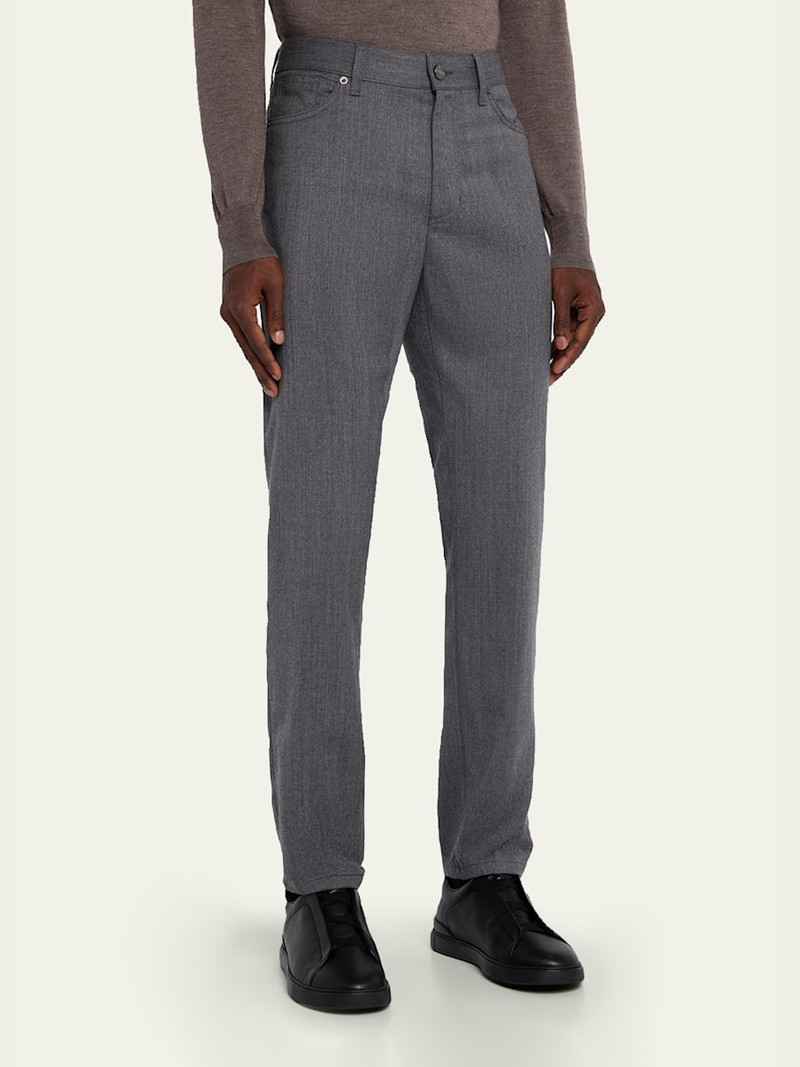 Men's Wool Straight Leg Five-Pocket Pants 4