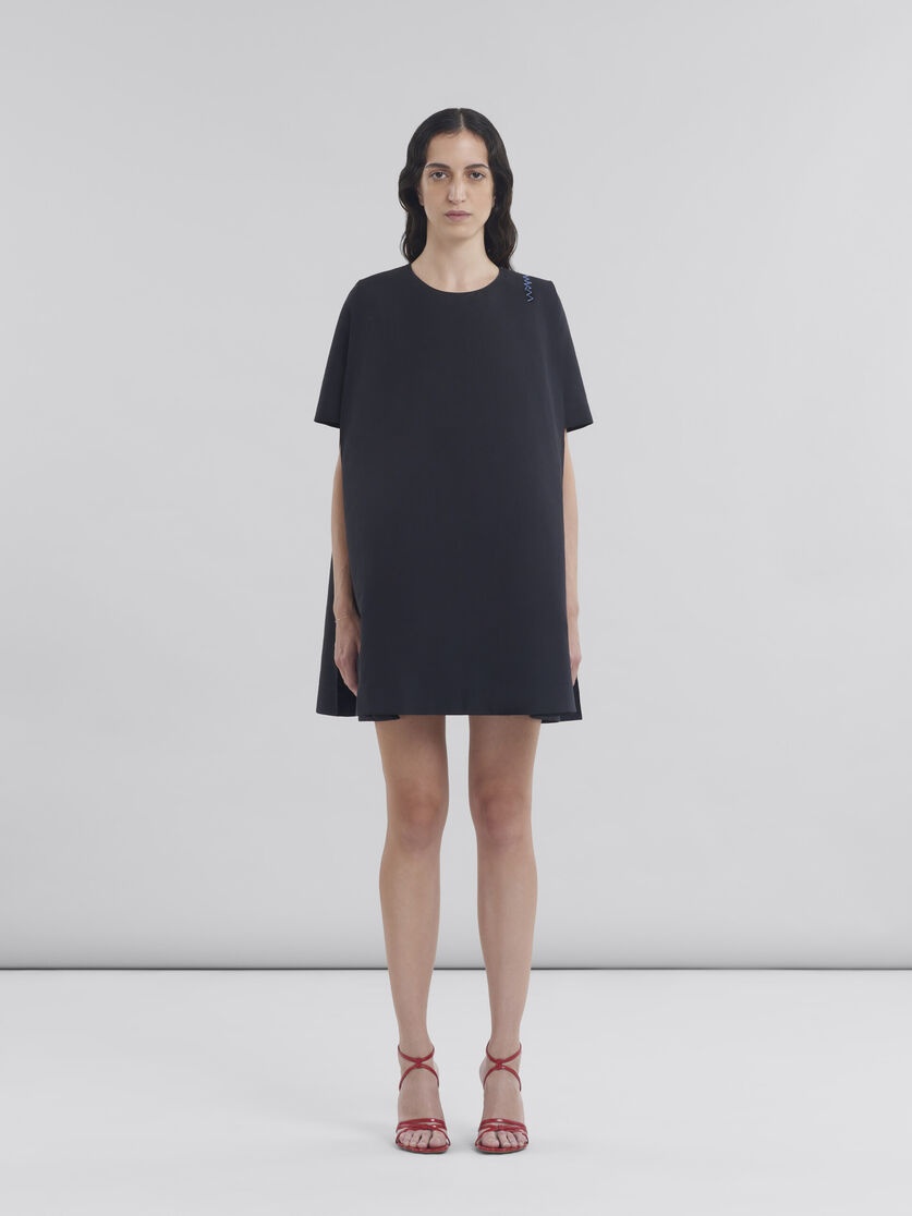 SHORT BLACK FLARED DRESS WITH MARNI SYMBOL - 2