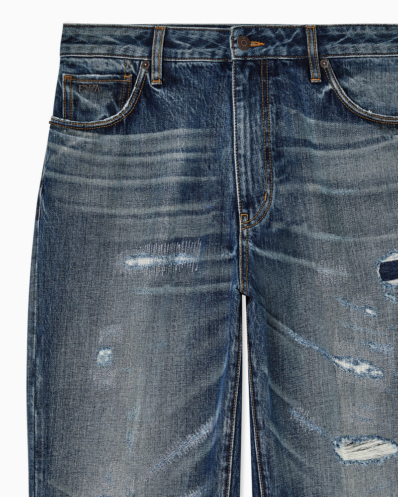 EMPORIO ARMANI J22 REGULAR-FIT, STONE-WASHED DENIM JEANS WITH RIPS outlook