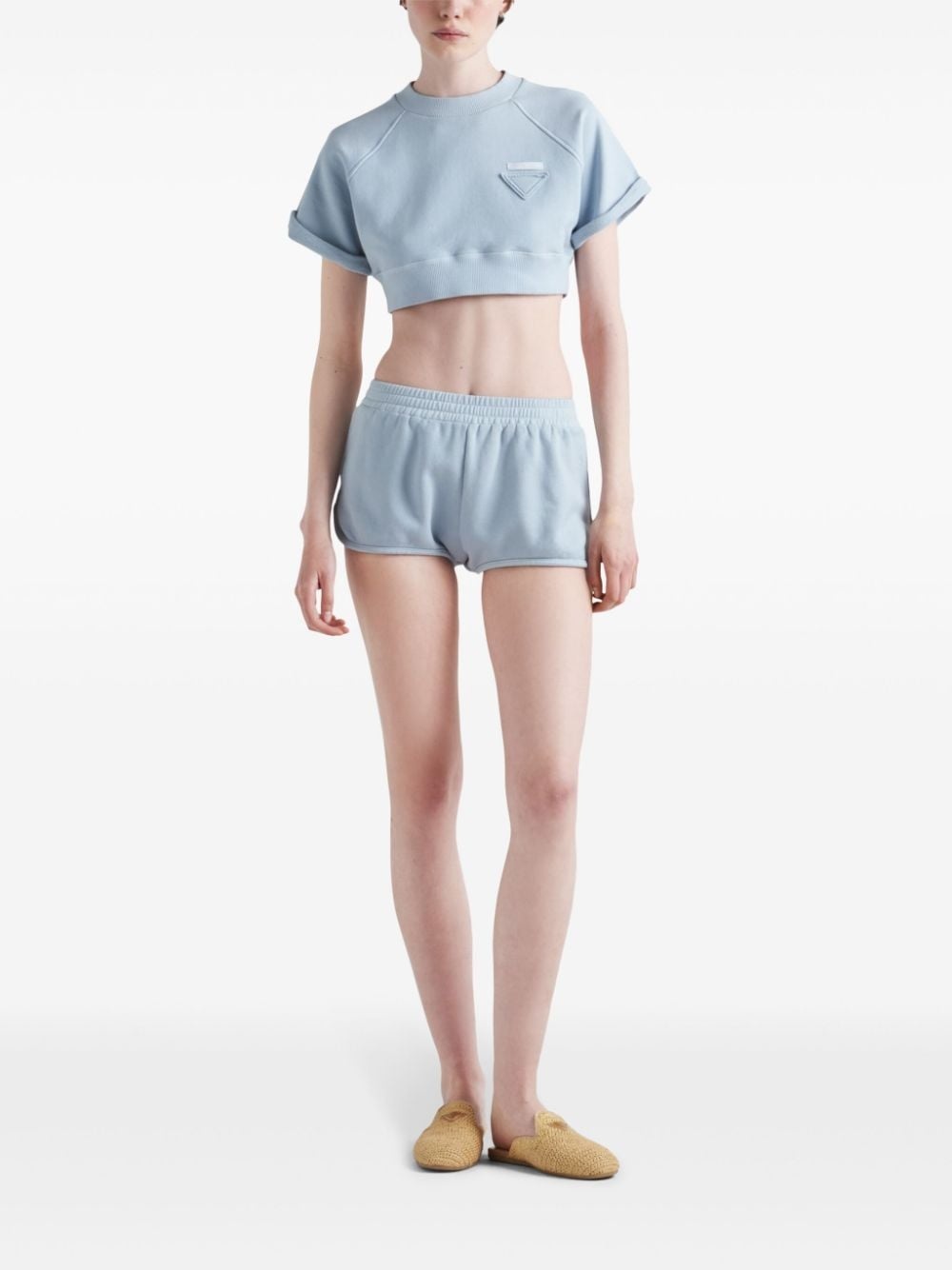 triangle-patch jersey mini shorts - 3