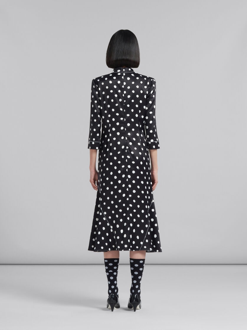 BLACK SATIN DRESS WITH POLKA DOTS - 3