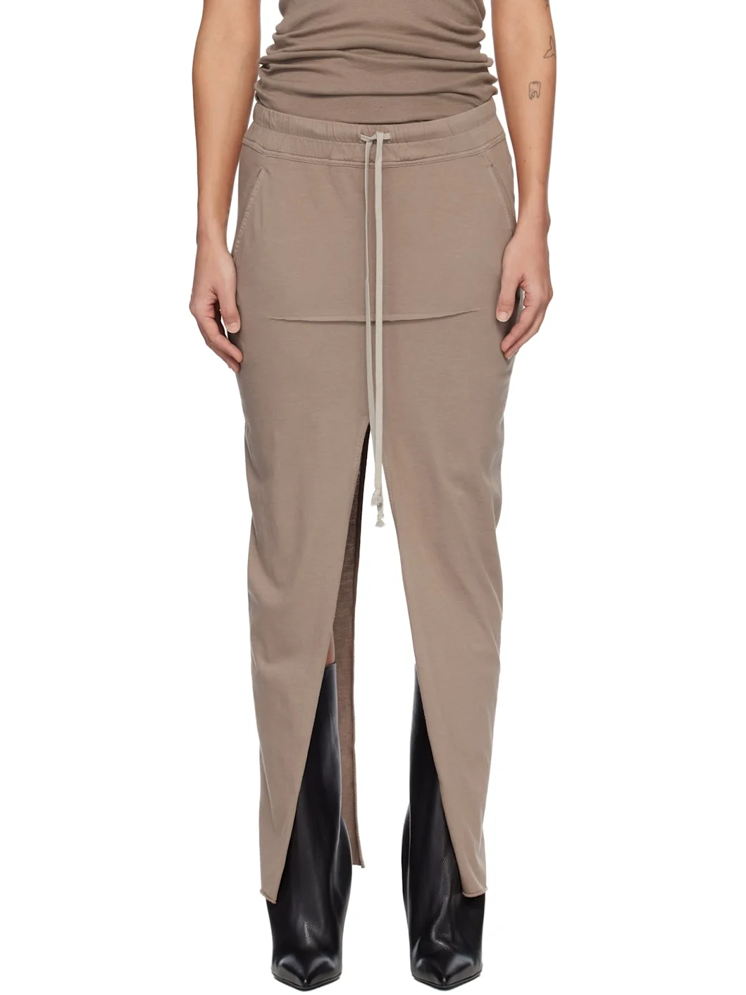 Beige Temple Pull On Sliced Pillar Maxi Skirt - 1