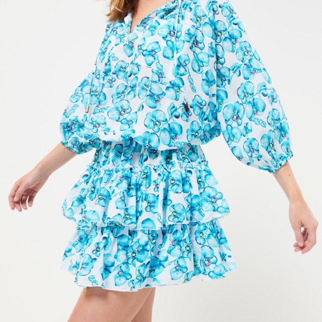 Women Cotton Veil Short Dress Orchidees - 6