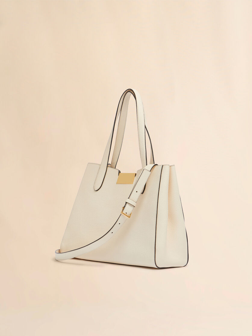 CREAM LEATHER TRUNKAROO TOTE HANDBAG - 2