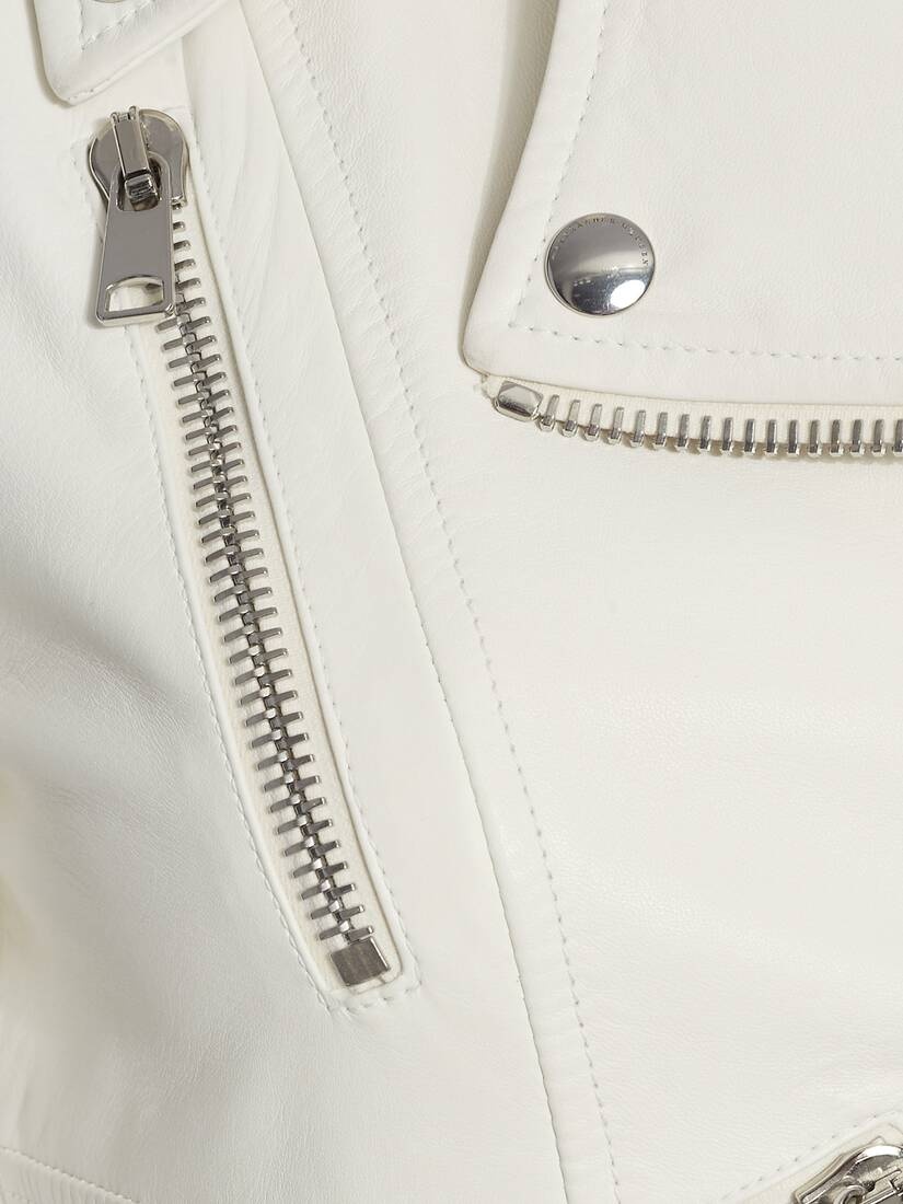 Peplum Biker Jacket in Ivory - 2