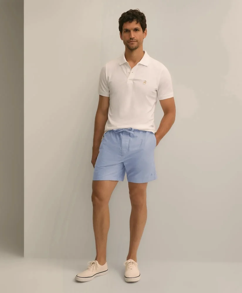 Cotton Oxford Lounge Shorts - 1