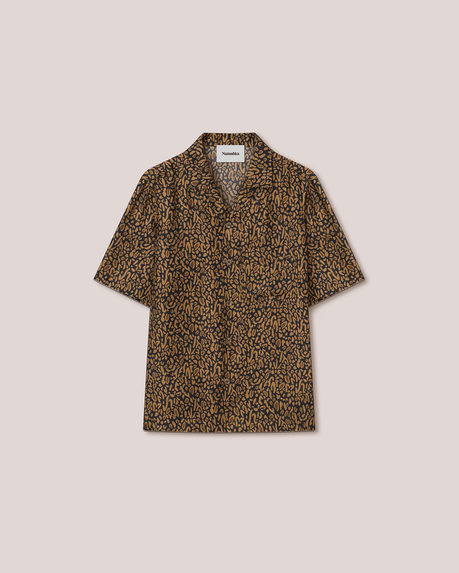 BODIL - Twill silk shirt - Brown Ocelot - 1