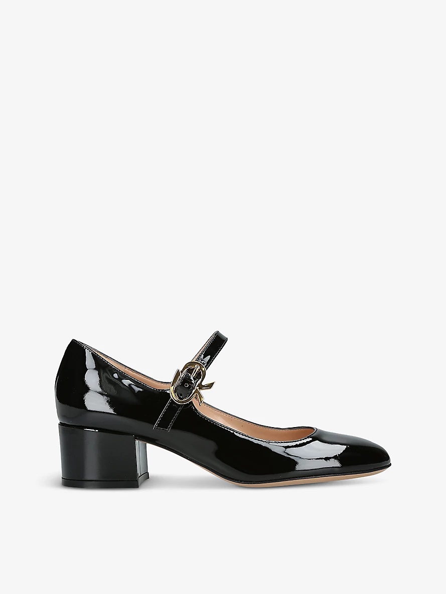 Mary Ribbon Vernice patent-leather heeled courts - 1