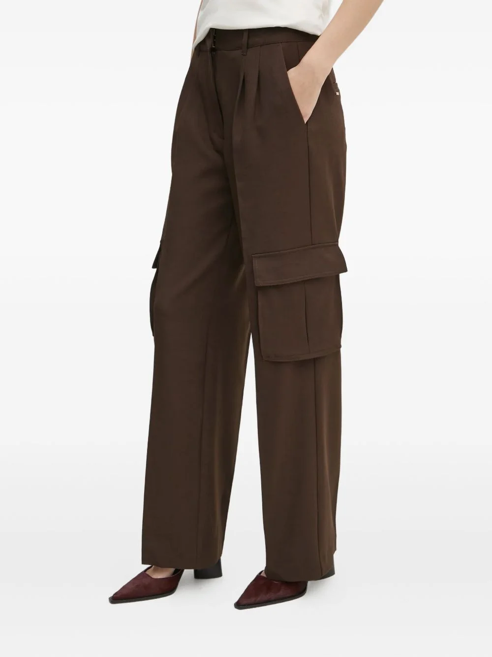 pleated cargo-pocket trousers - 1