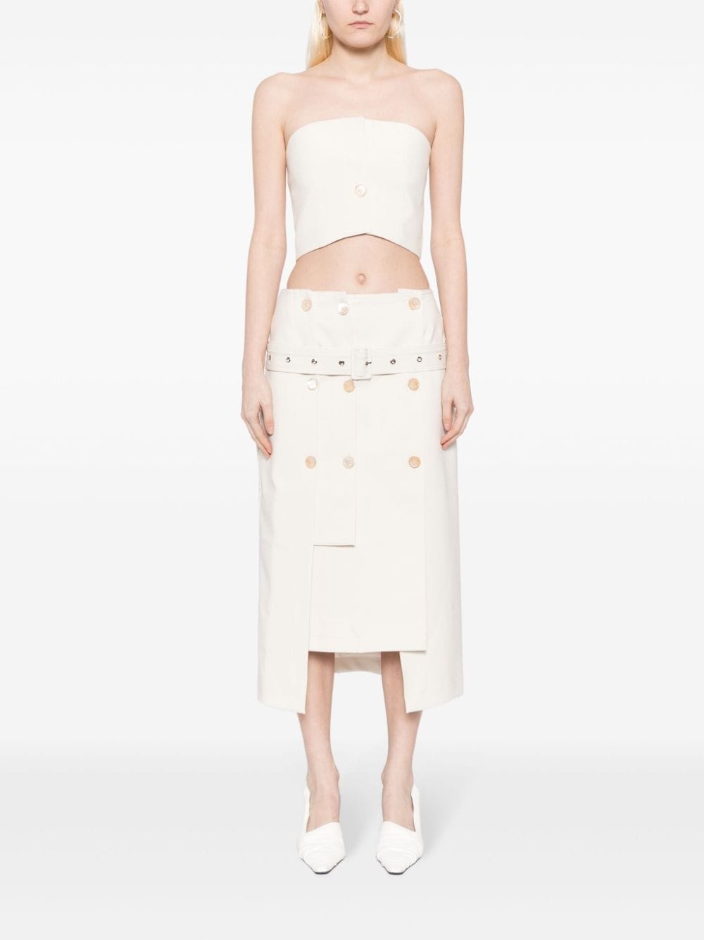 button-embellished cropped top - 2