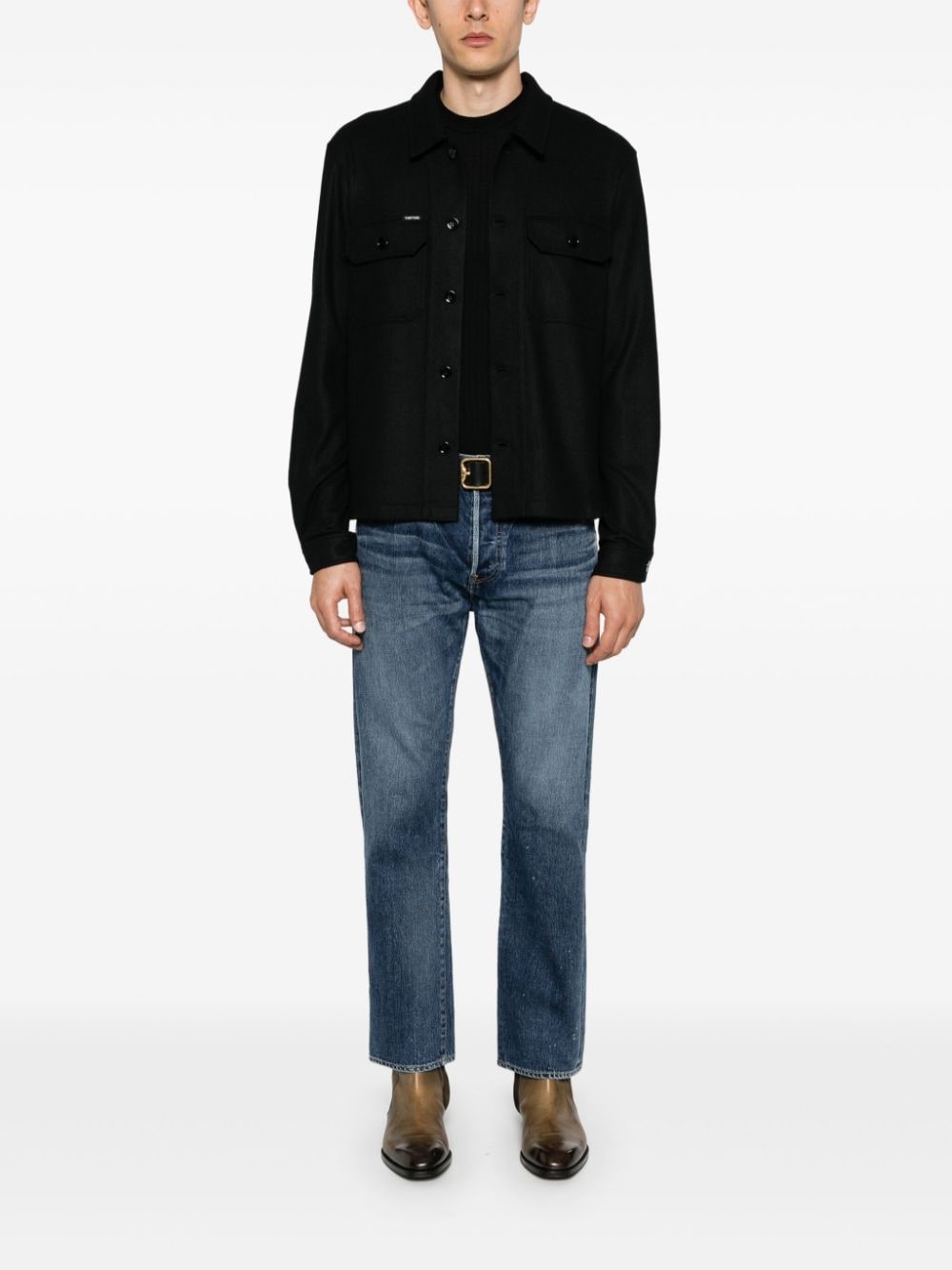 button-up cashmere overshirt - 2