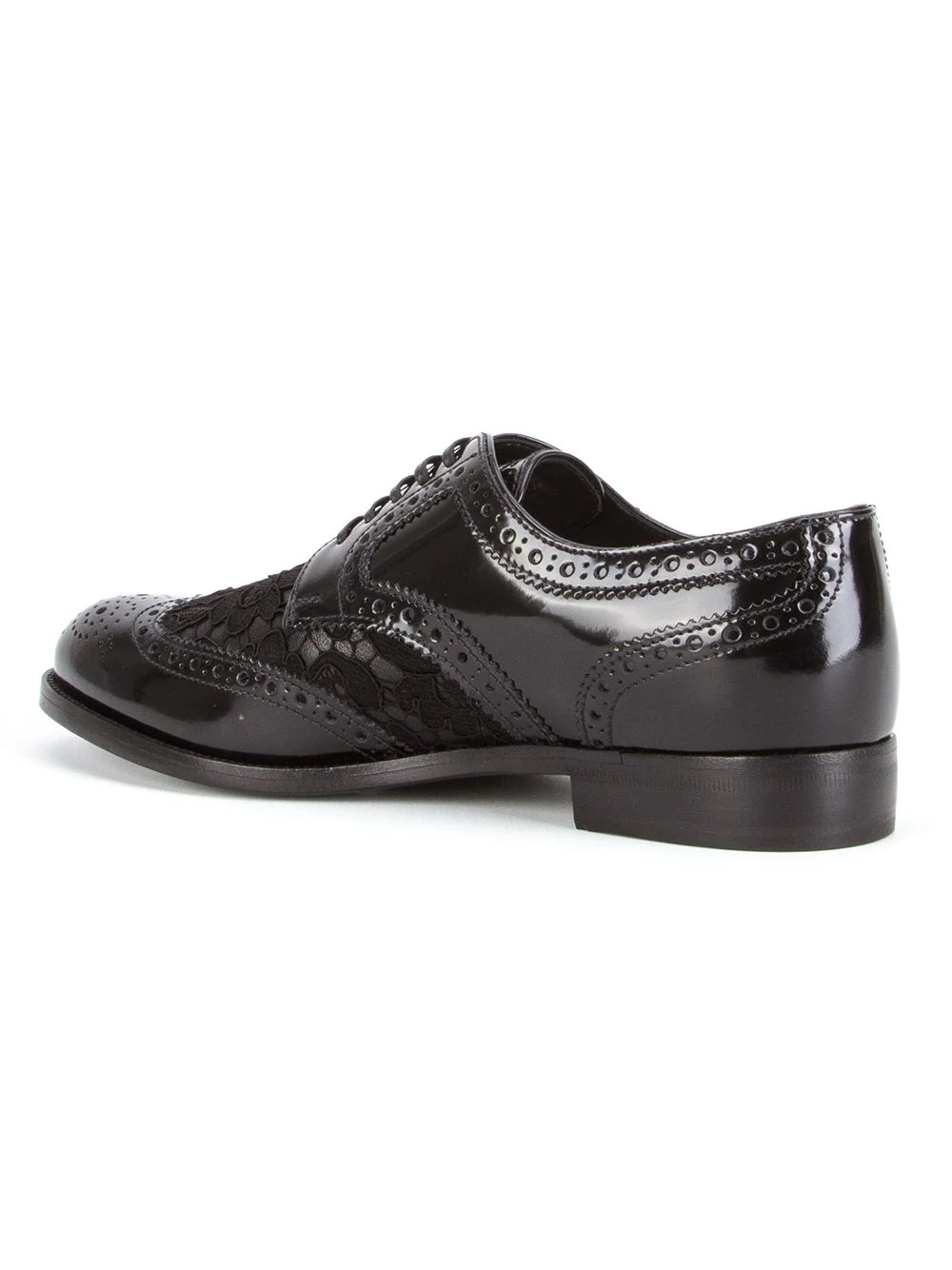 lace detail leather derby shoes - 3