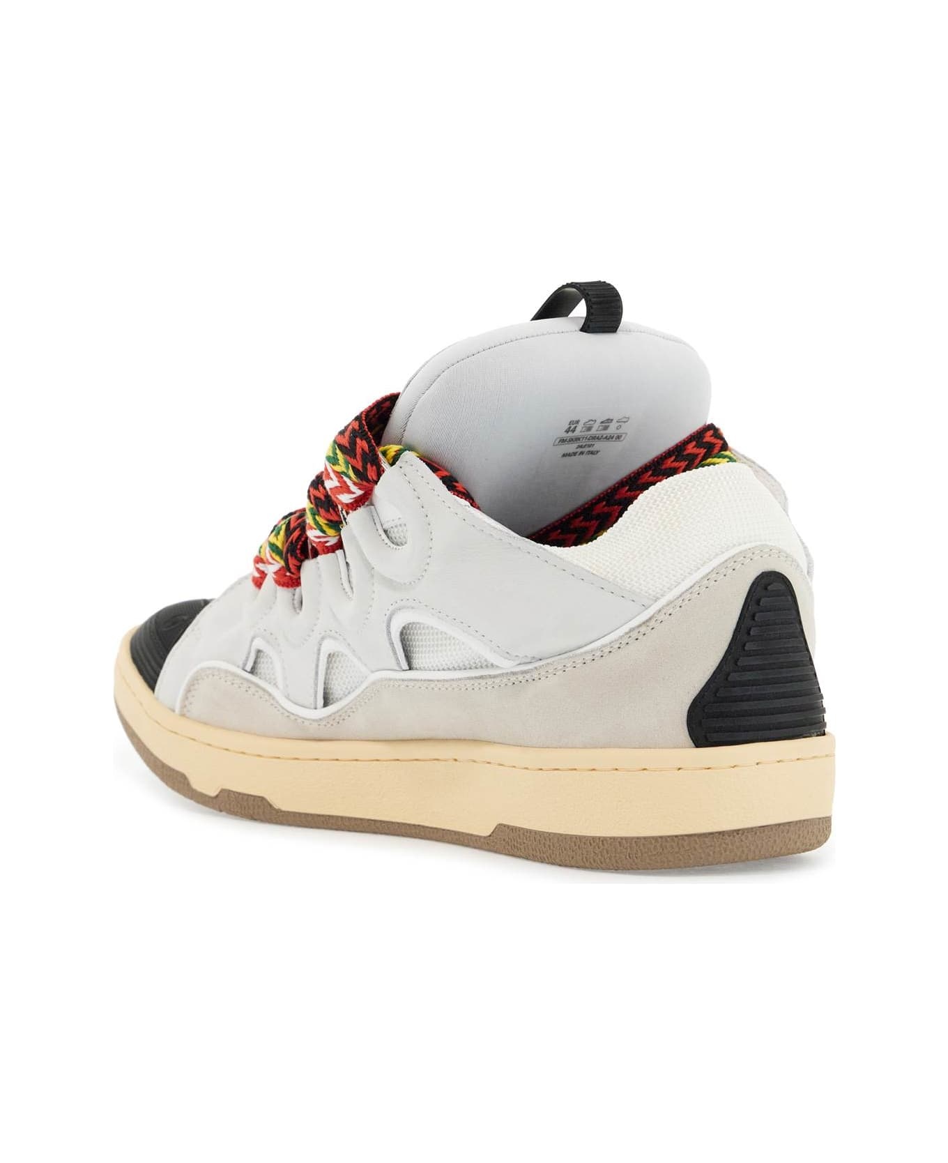 'curb' White Leather Blend Sneakers - 3