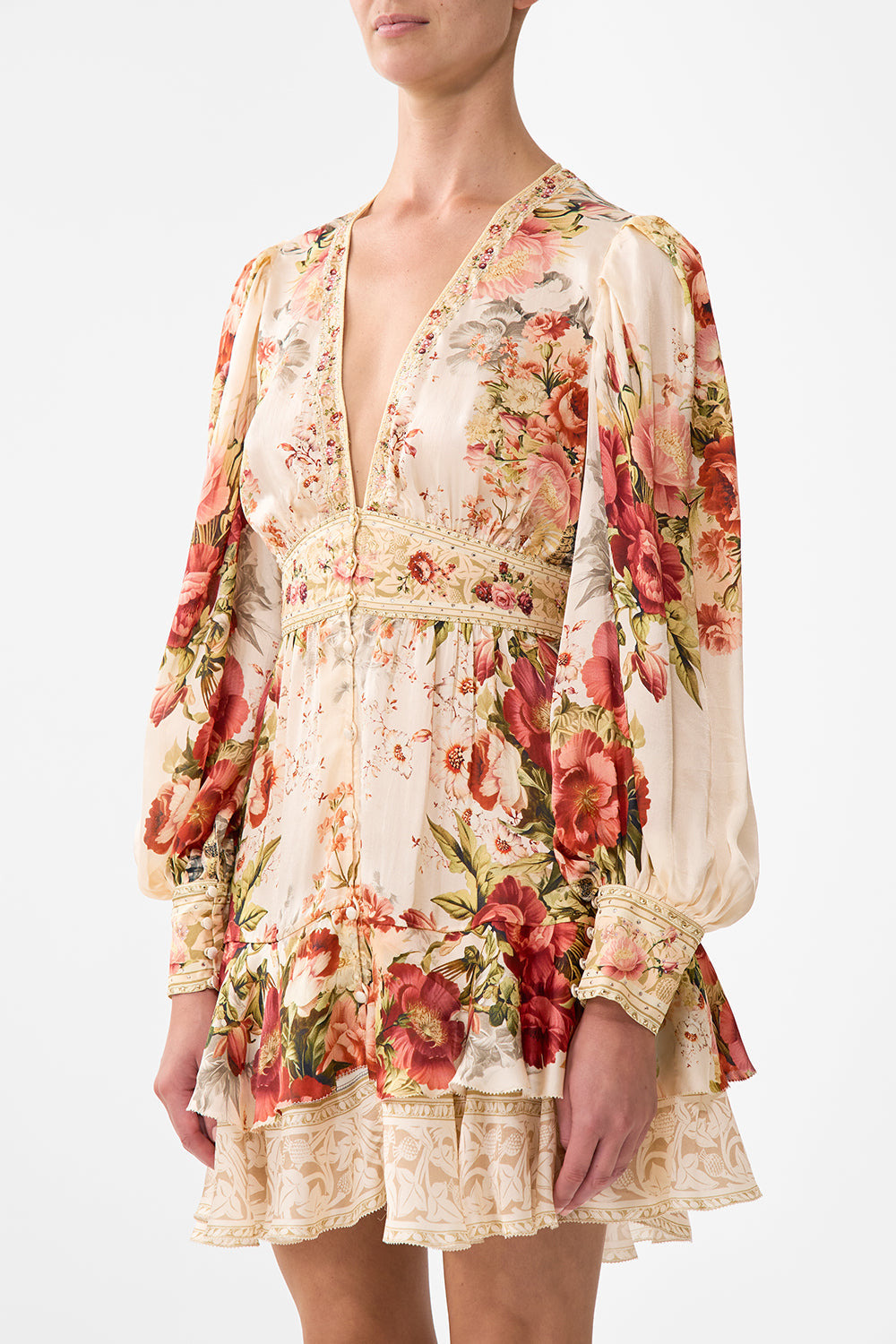 BUTTON FRONT FRILL DRESS - 5