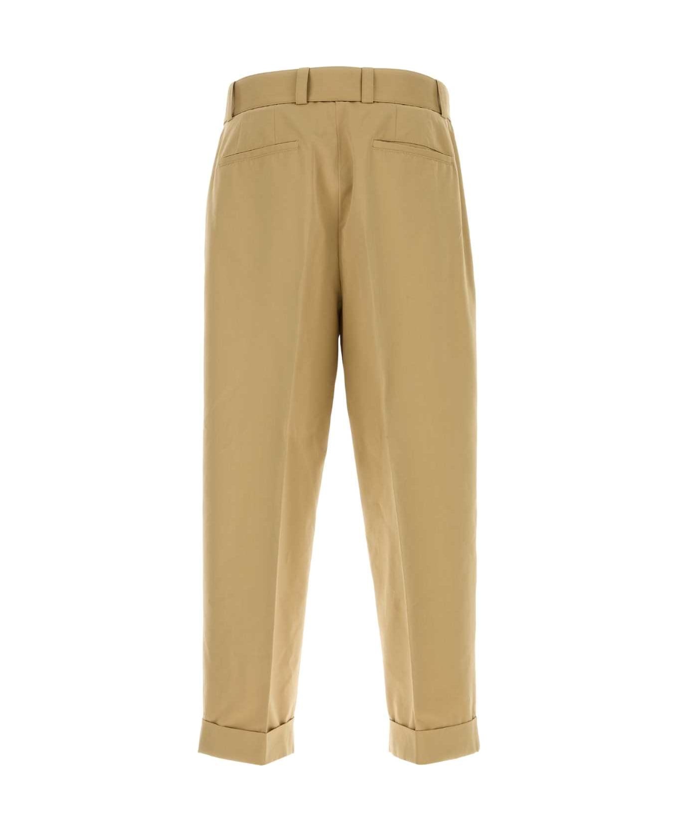 Beige Cotton Blend Pant - 2