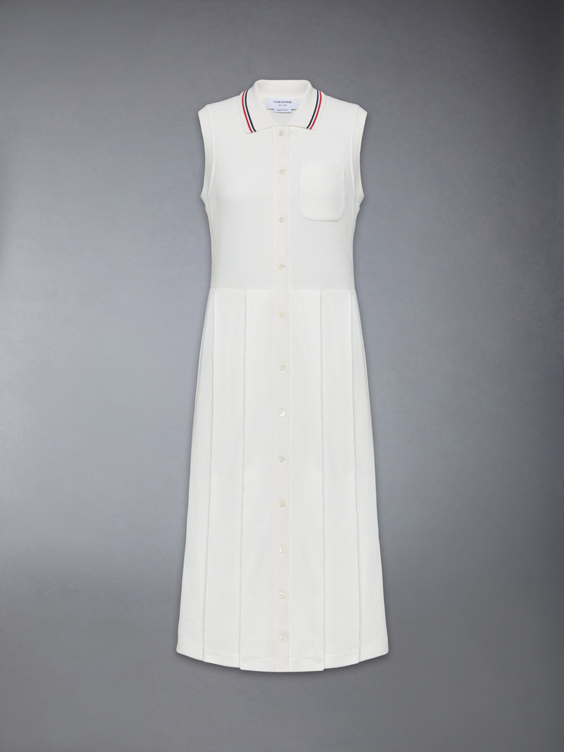 COTTON WAFFLE PLEATED POLO DRESS 1