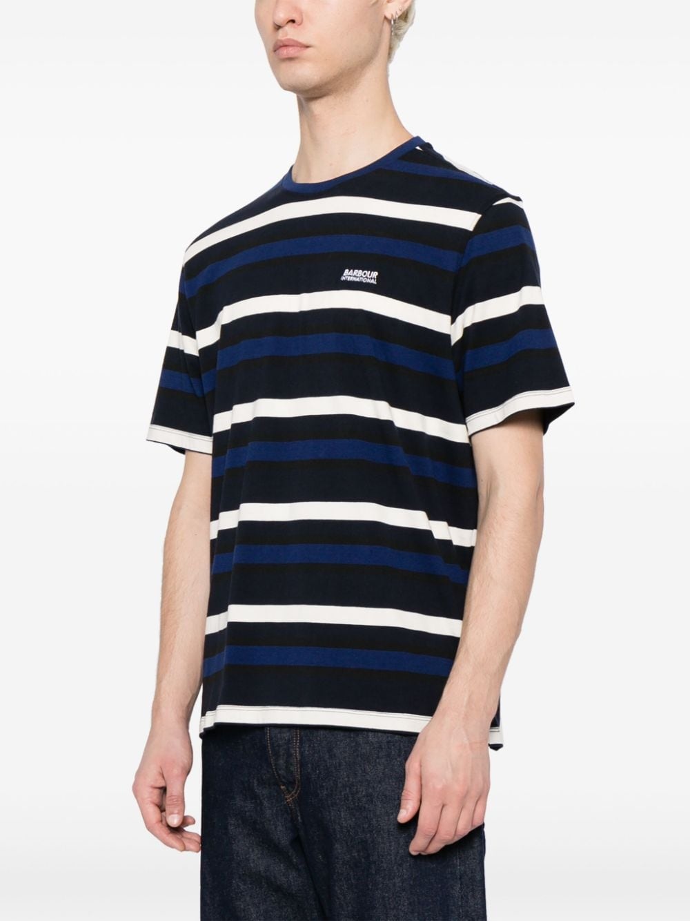 logo-embroidered striped T-shirt - 3