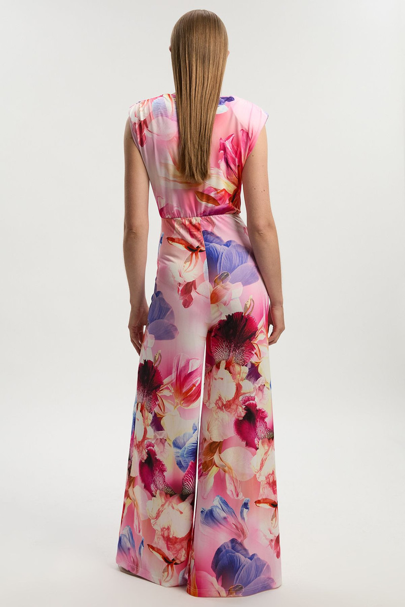 Tall Floral Printed Drapey Jersey Cowl Neck Wide Leg Jumpsuit 5