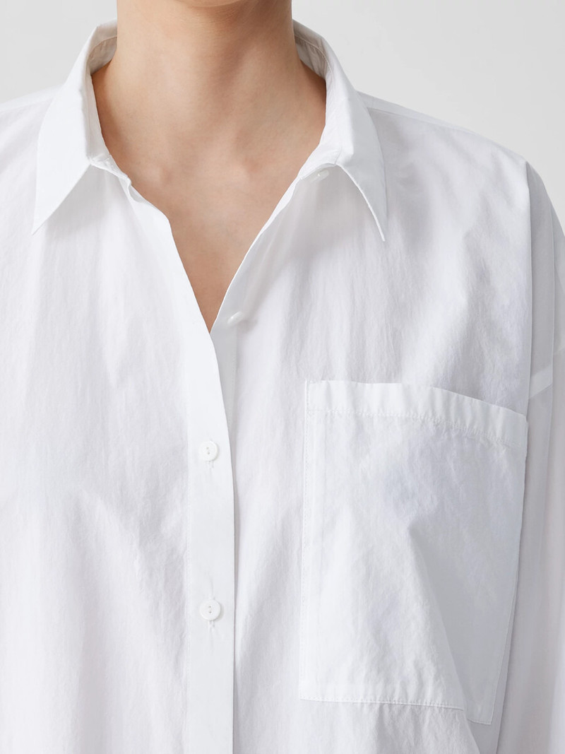 Washed Organic Cotton Poplin Classic Collar Long Shirt 5