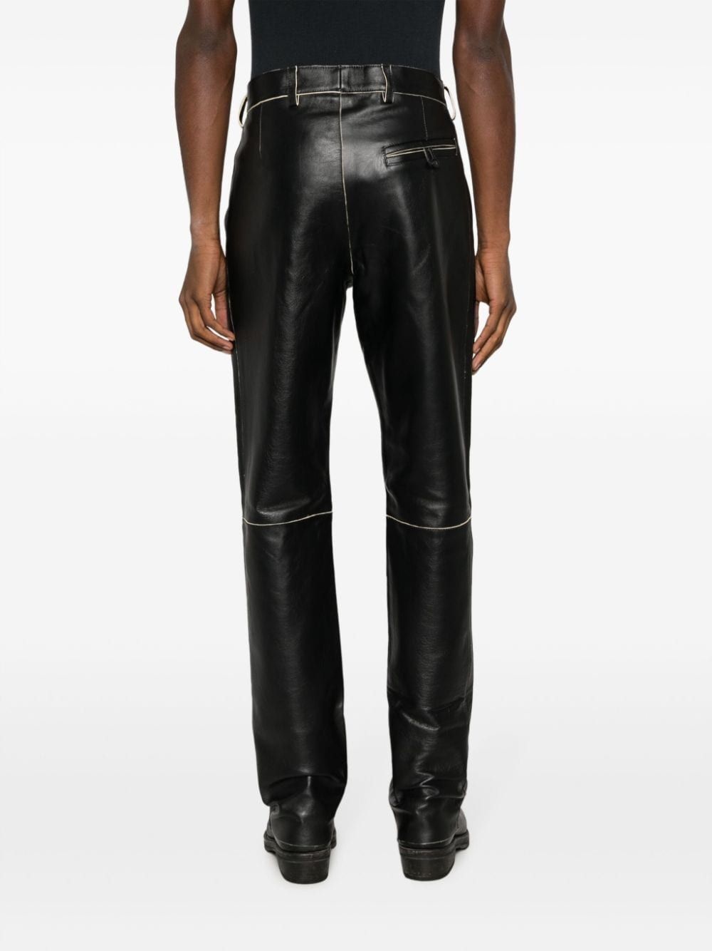 straight-leg leather trousers - 5