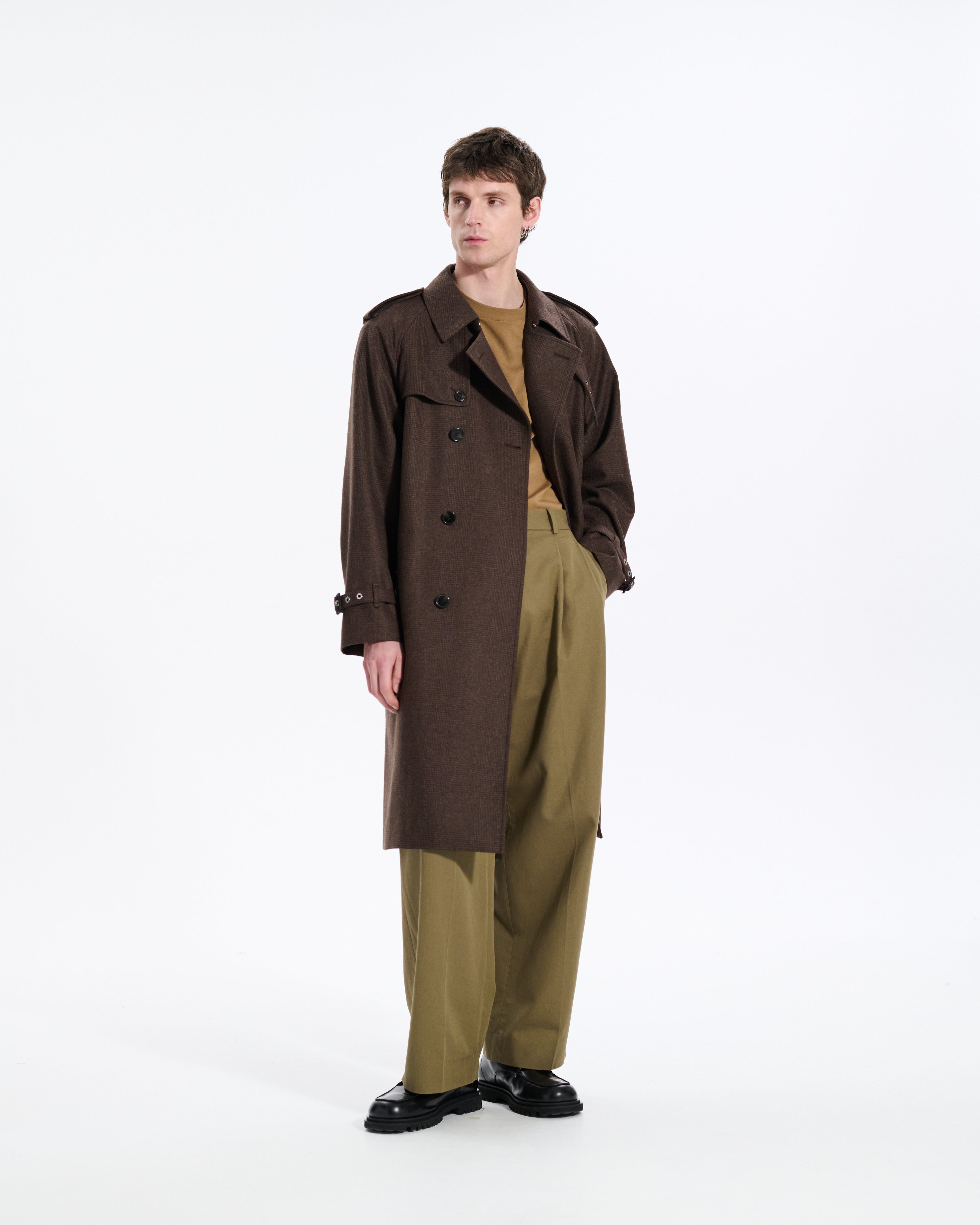 Blanefield Fox Brothers Double Breasted Wool Trench Coat - 3