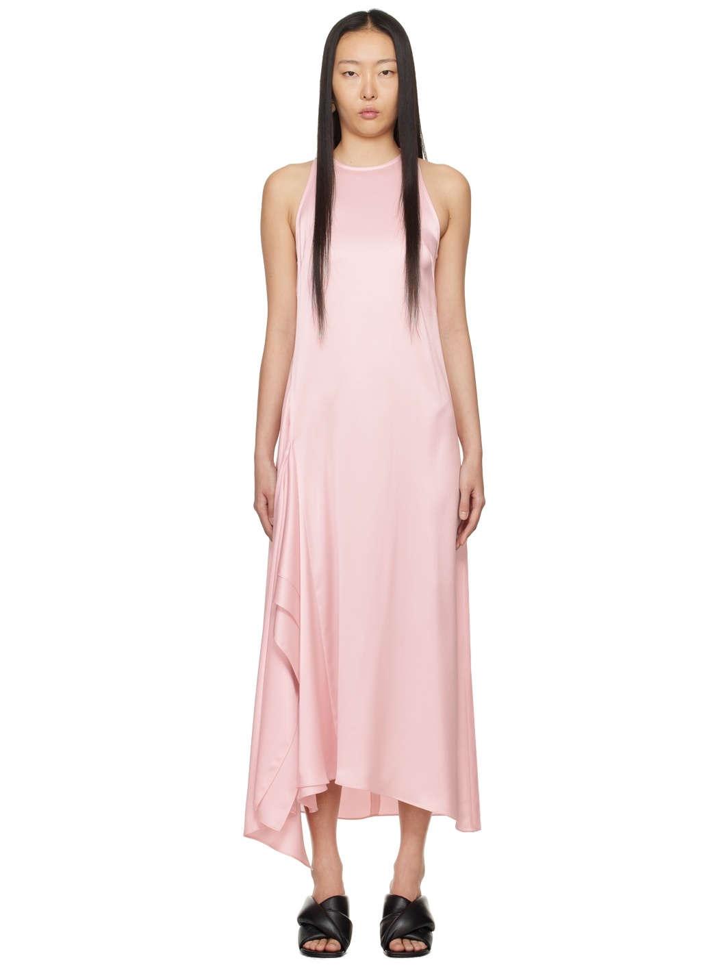 Pink Draped Midi Dress - 1