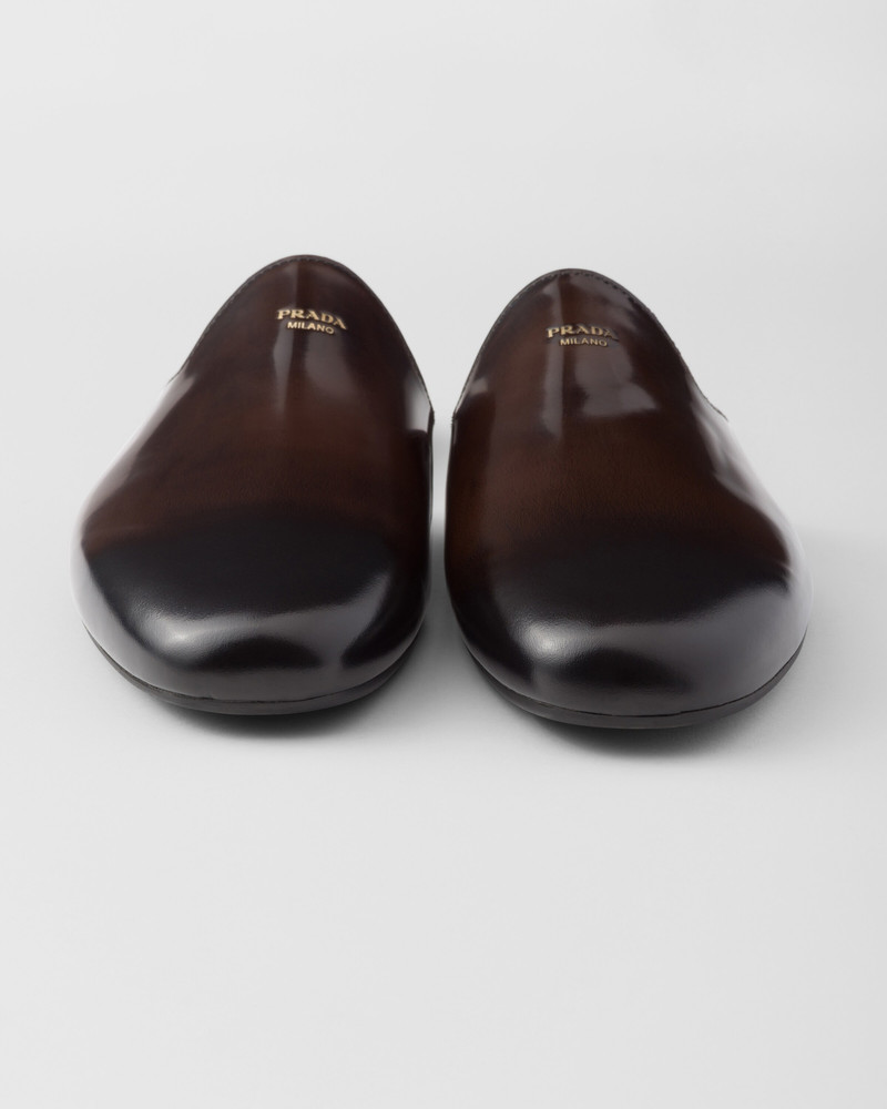 Brushed leather slippers 6