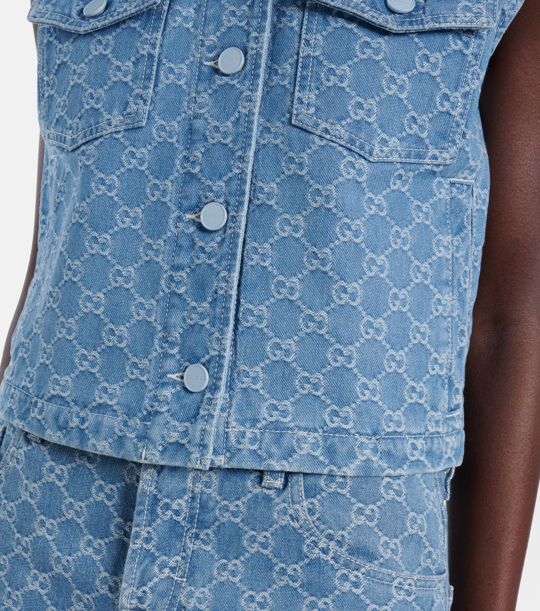 GG denim vest - 6