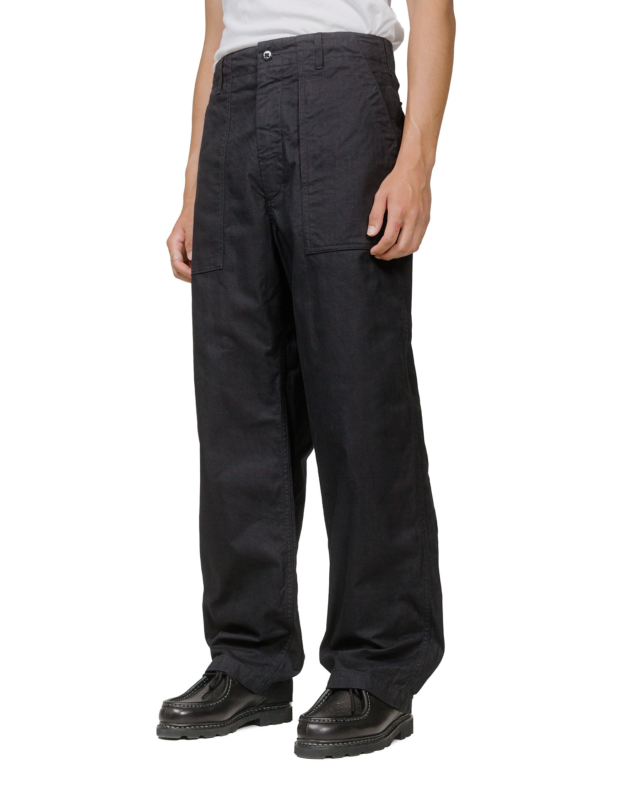 Fatigue Pant Black Cotton Brushed Herringbone - 2