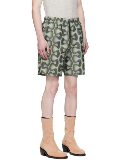 Dries Van Noten Green Printed Shorts outlook