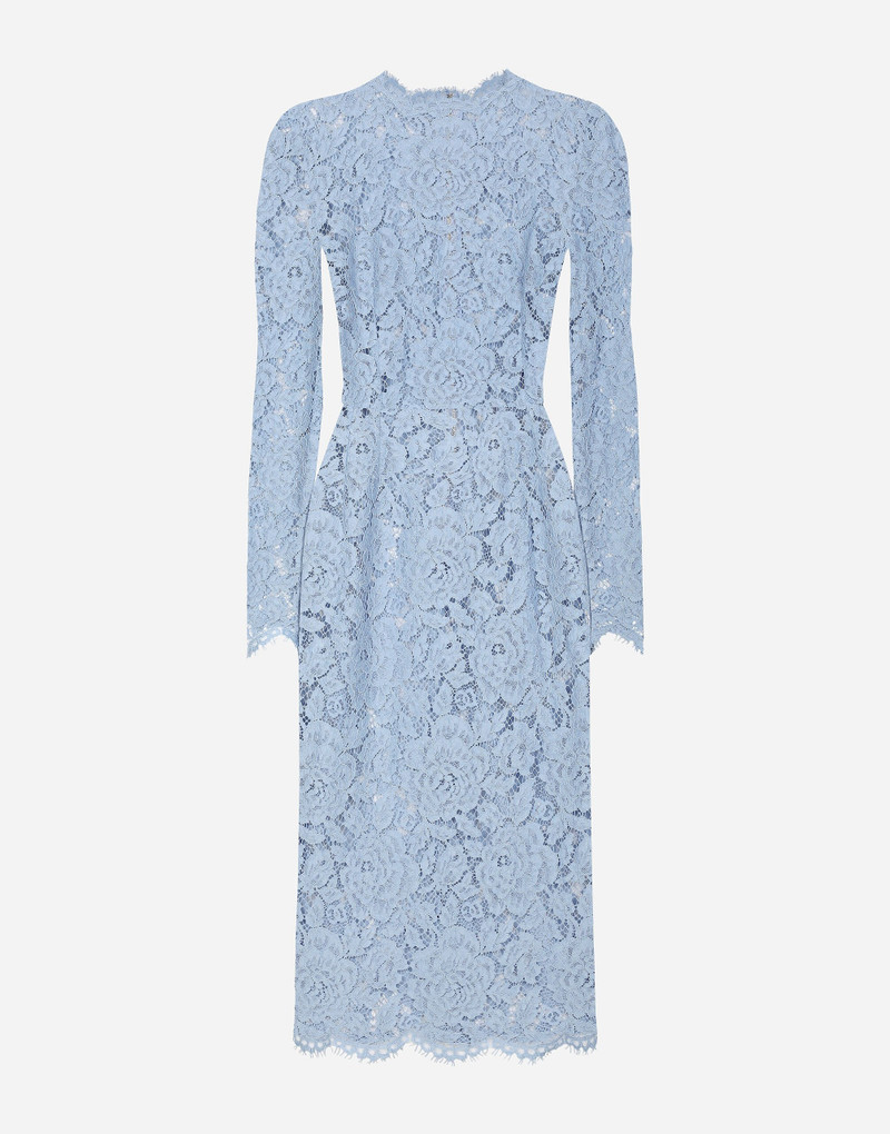 Calf-length sheath dress in branded floral cordonetto lace - 1