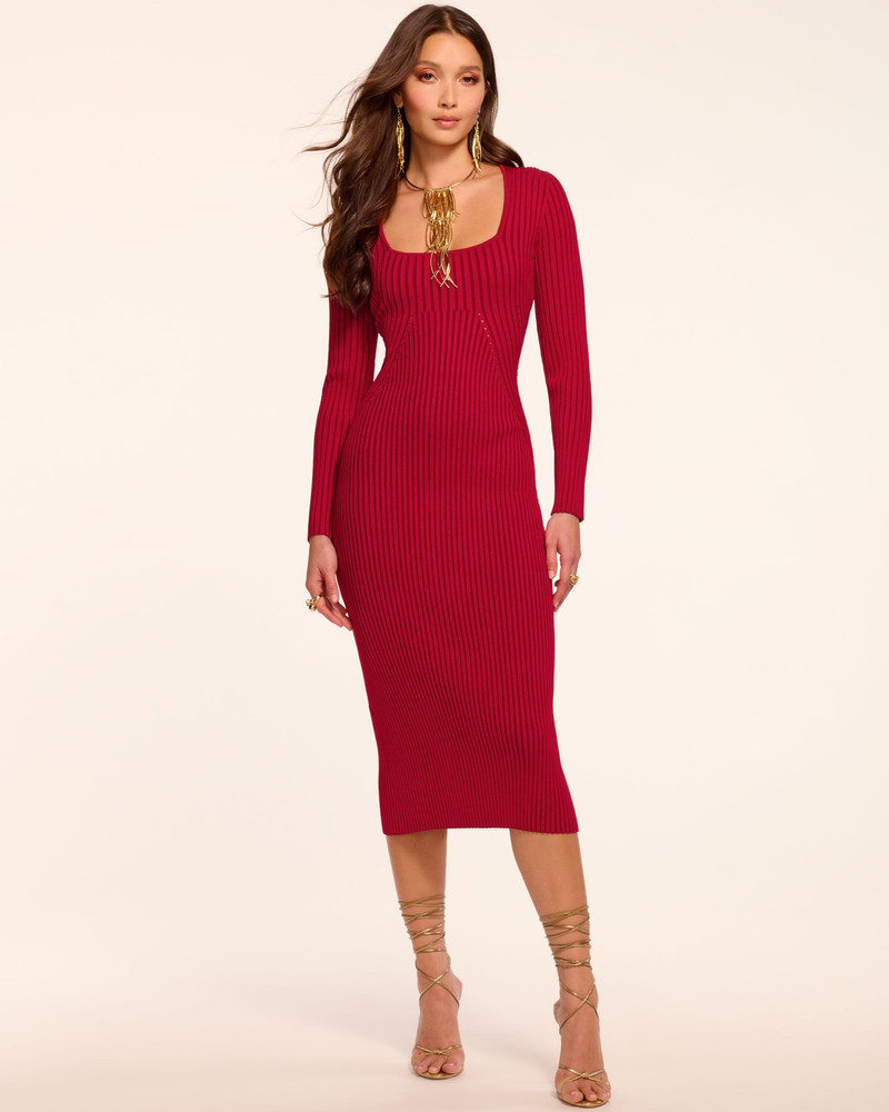 Logan Rib Knit Long Sleeve Midi Dress 1