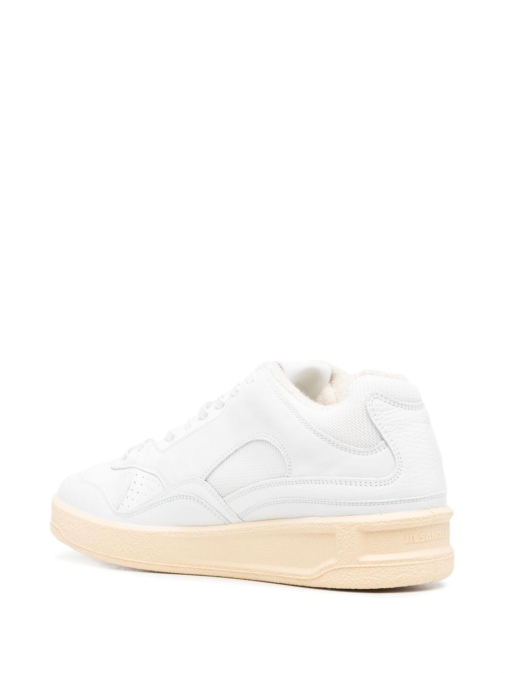 panelled low-top leather sneakers - 3