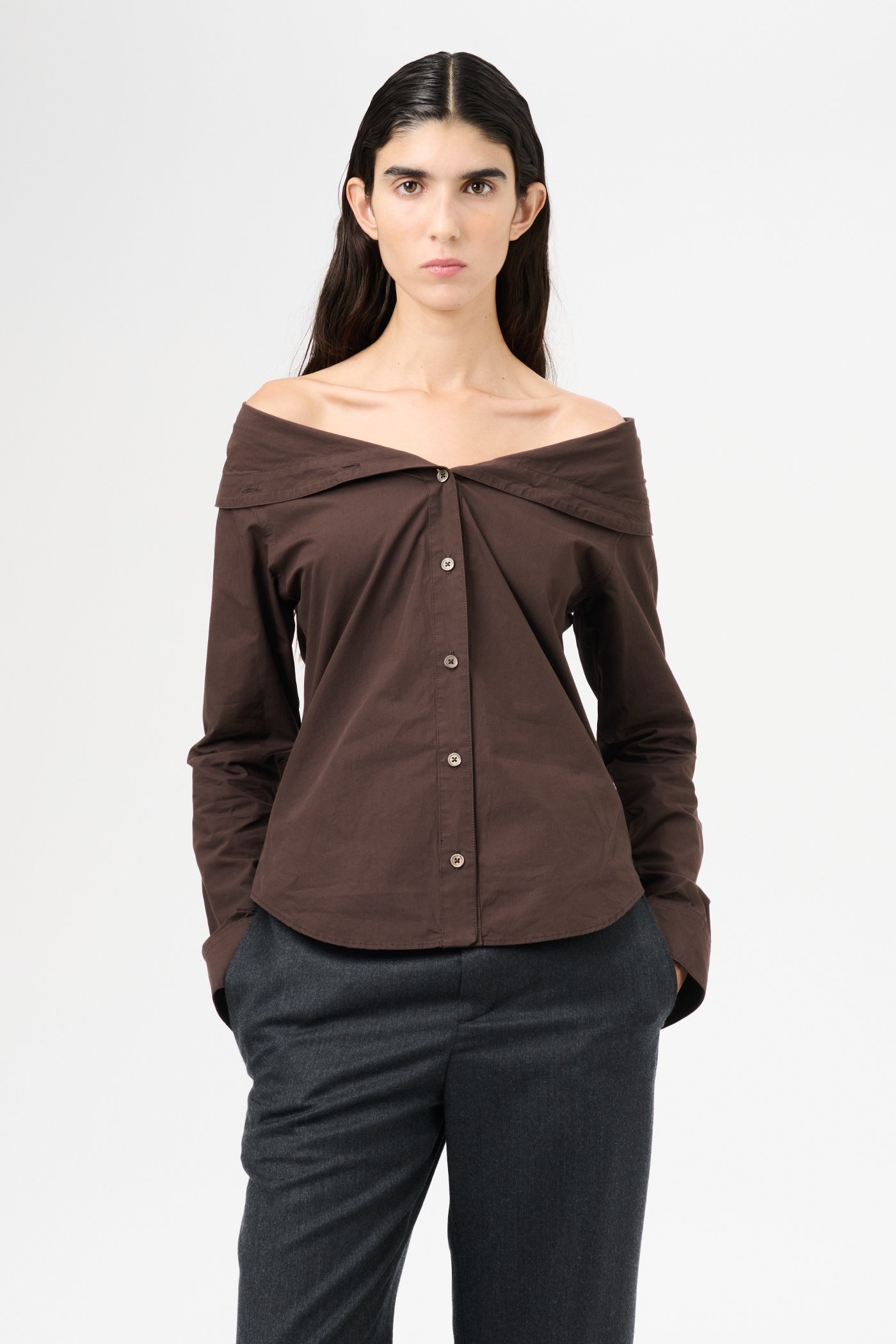 Kaonashi Shirt Hefty Brown Coarse Poplin - 3