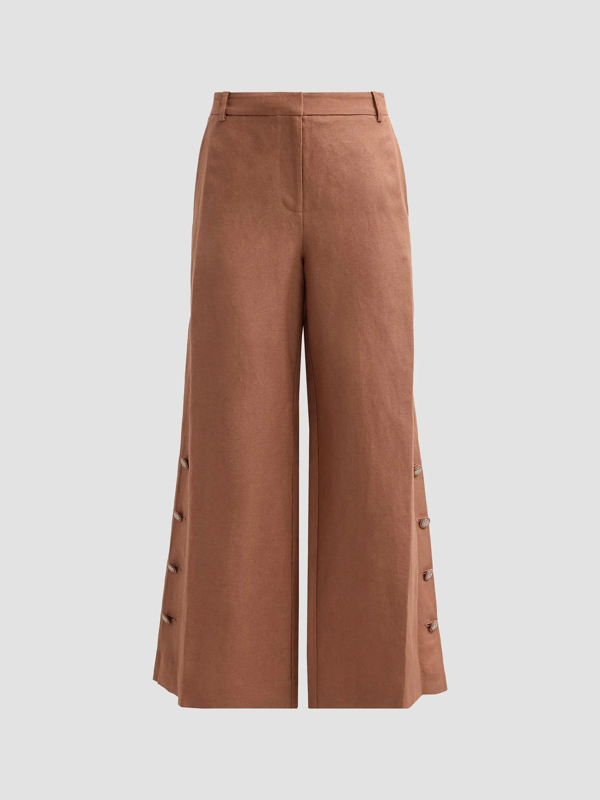 Women's Remi Button-Cuff Linen-Blend Pants - Cacao - 1