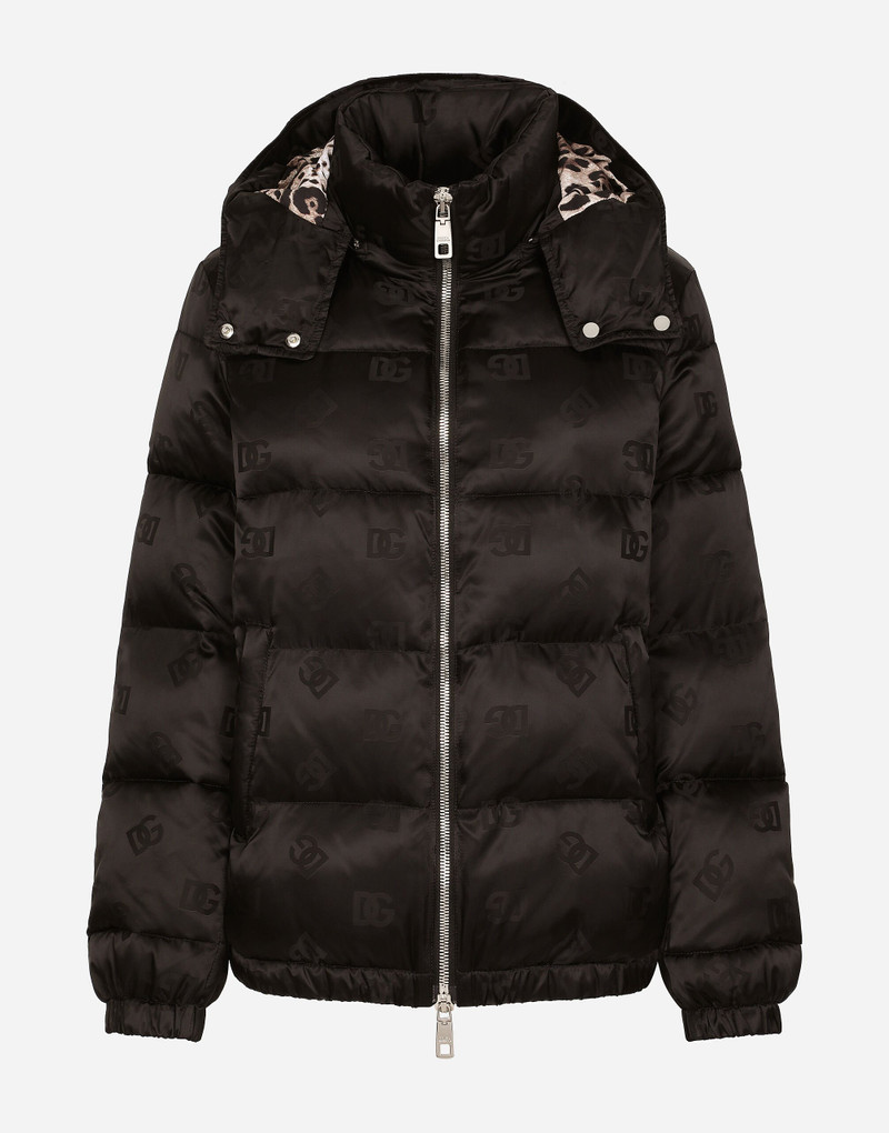 Satin jacquard down jacket with all-over DG logo 1