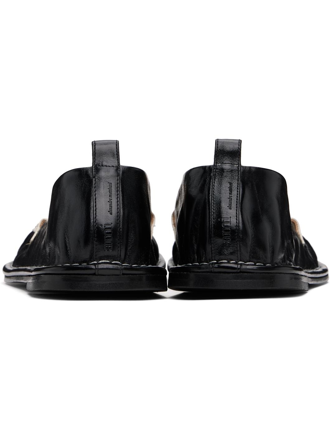 Black & Off-White Leather Midi Loafers - 2