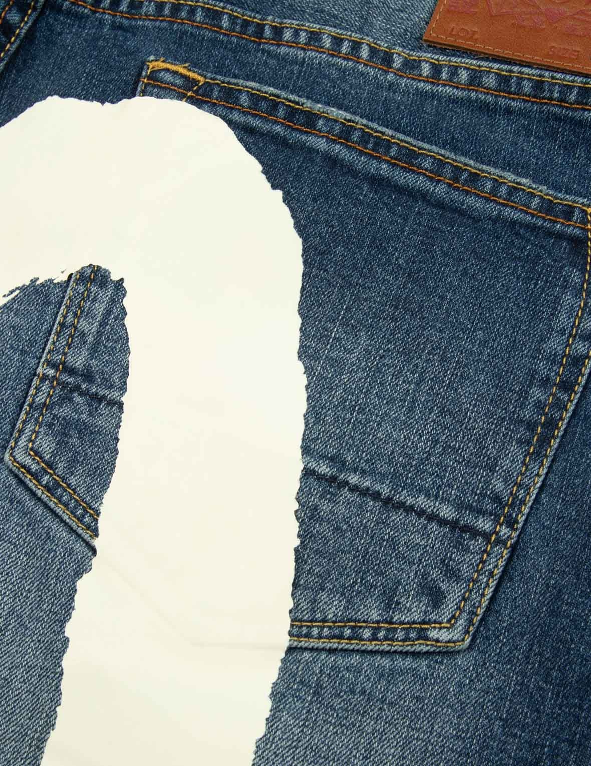 ECRU BRUSHSTROKE DAICOCK LOOSE FIT JEANS - 10