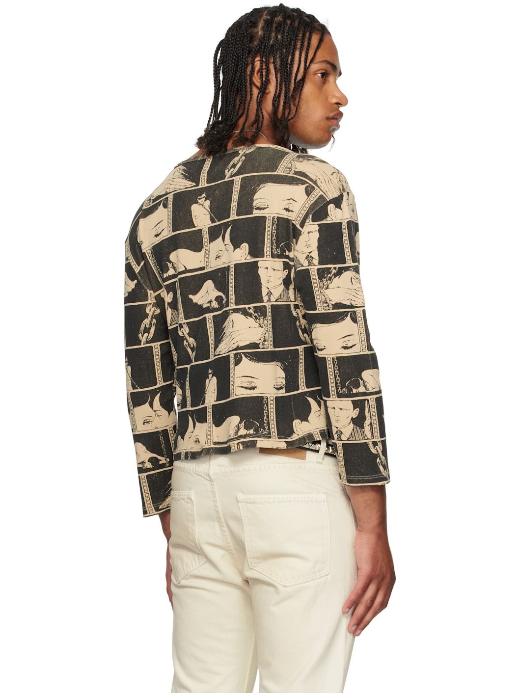 Black & Taupe Diary LS T-shirt - 3