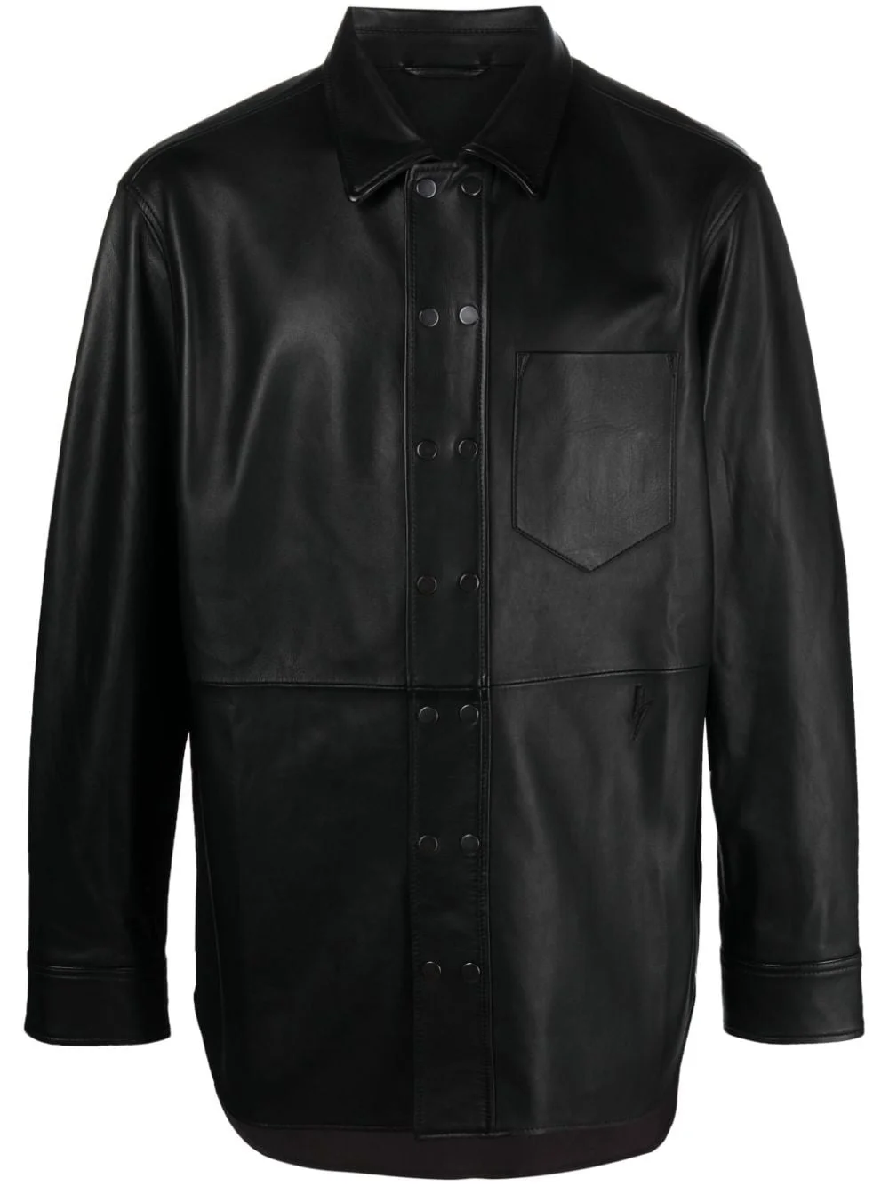 spread-collar 가죽 재킷 - 1