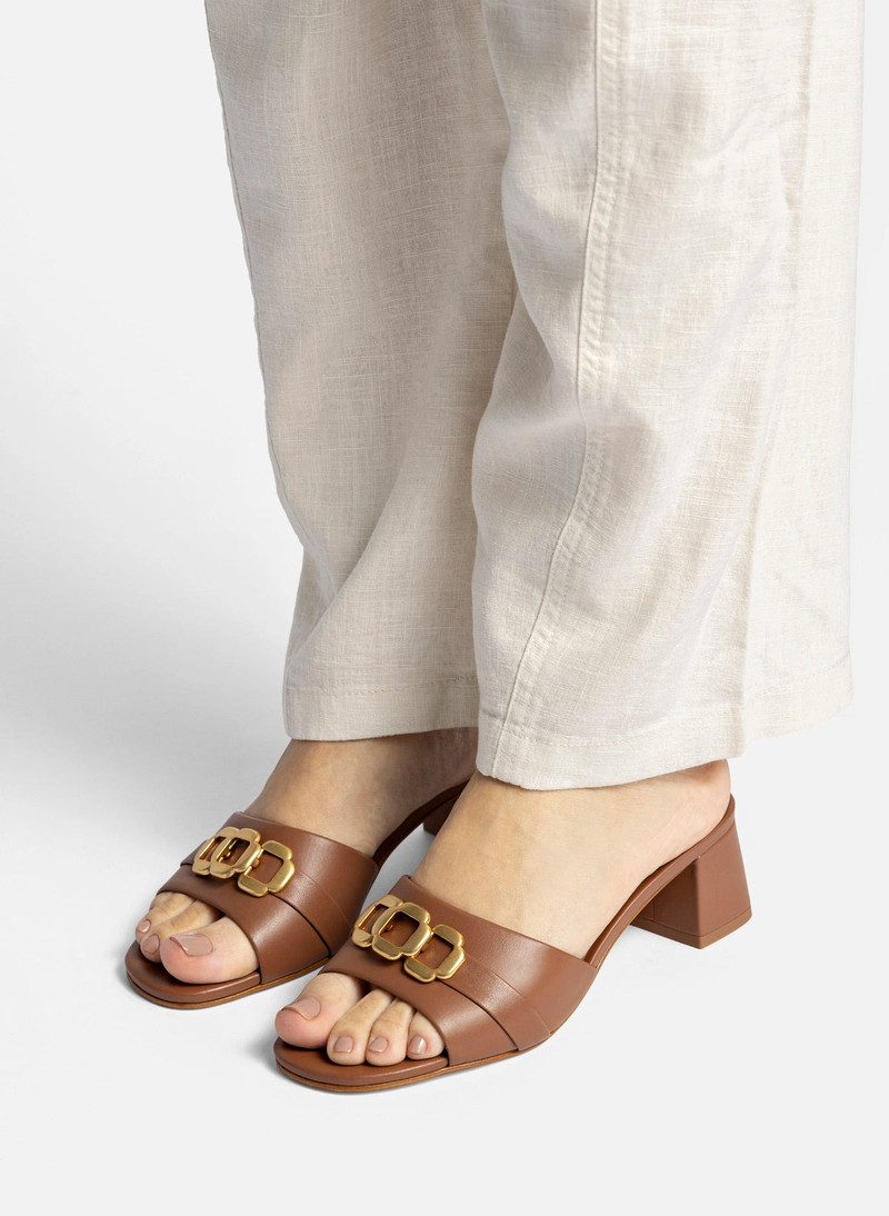 Franca Block Sandal In Caramel Leather 5