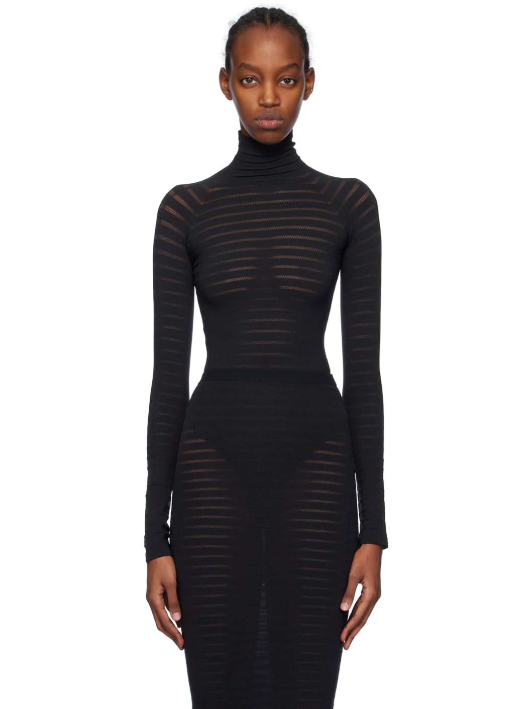 Black High Neck Bodysuit - 1