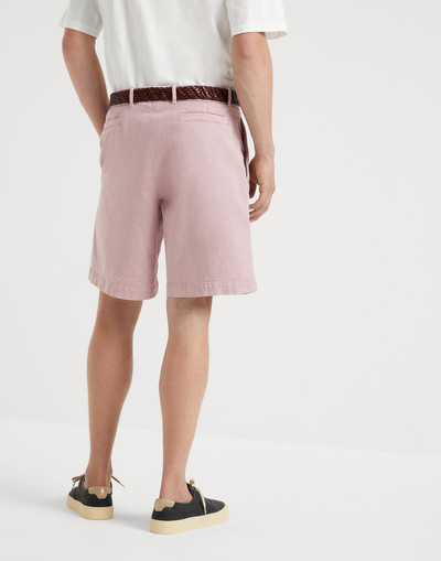 Brunello Cucinelli Garment-dyed comfort cotton lightweight denim Bermuda shorts outlook