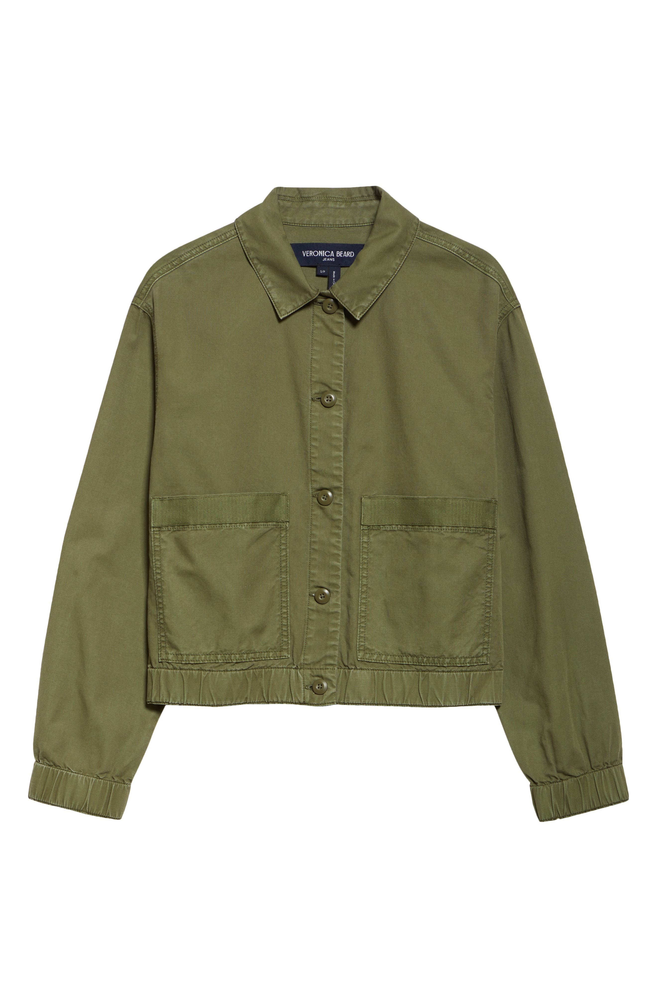 Veronica Beard Joyner Cotton Twill Shacket in Army at Nordstrom - 7