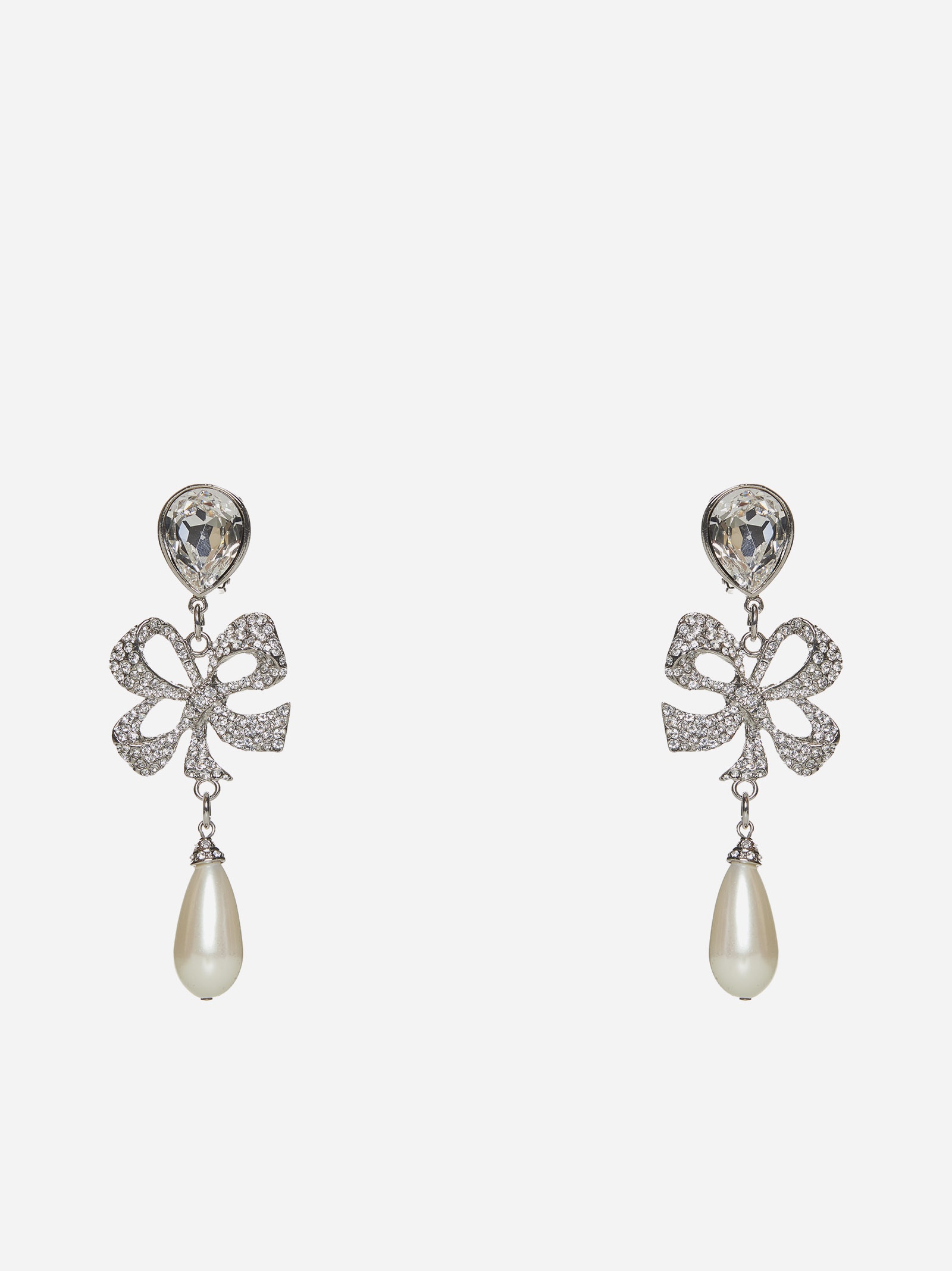 Pearl, crystal and bow earrings - 1